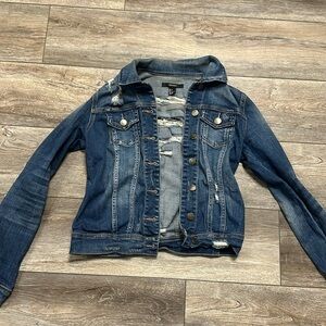 Distressed Dark Wash Denim Jacket